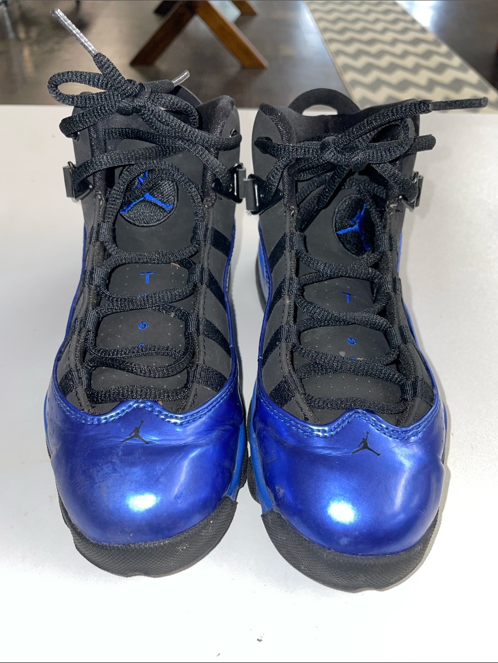 Nike Kids Blue and Black Shiny Basketball Sneakers